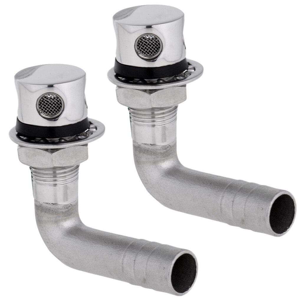 2pcs 316 Stainless Steel Boat Marine Flush Mount Fuel Gas Liquid Tank Vent 90 Degree Elbow for 3/5 inch 15mm Hose