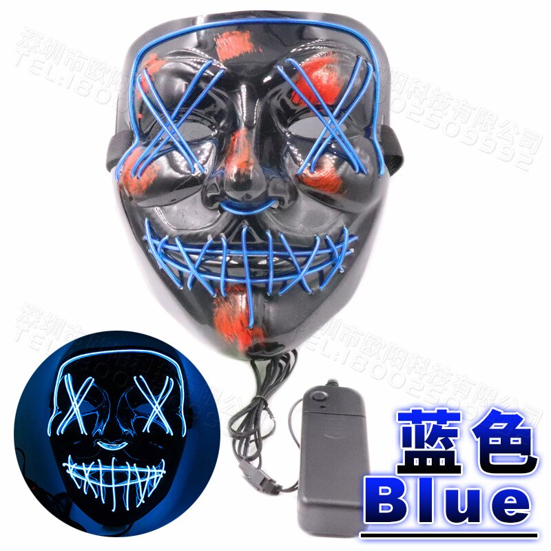 Halloween glowing mask ghost dance with blood flashing horror thriller LED mask electric sound bar party Halloween decoration: Deep Pink