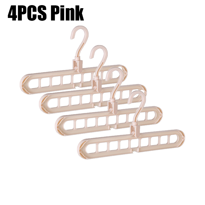 4 Magic Multi-port Support Hangers for Clothes Drying Racks Multifunction Plastic Clothes Rack Drying Hanger Storage Hangers: pink 4pcs