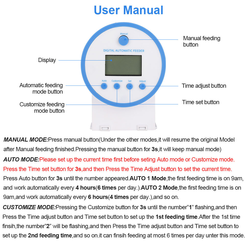 Automatic Fish Feeding With Intelligent Timing LCD Large Capacity Food Feeder For Aquarium Fish Tank Pet Feeding Dispenser