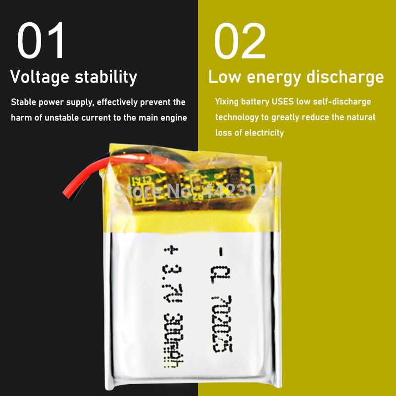 3.7v 300 mah li-ion batteri 702025 lithium polymer genopladeligt batteri til  mp3 mp4 bluetooth headset led let legetøjstænder