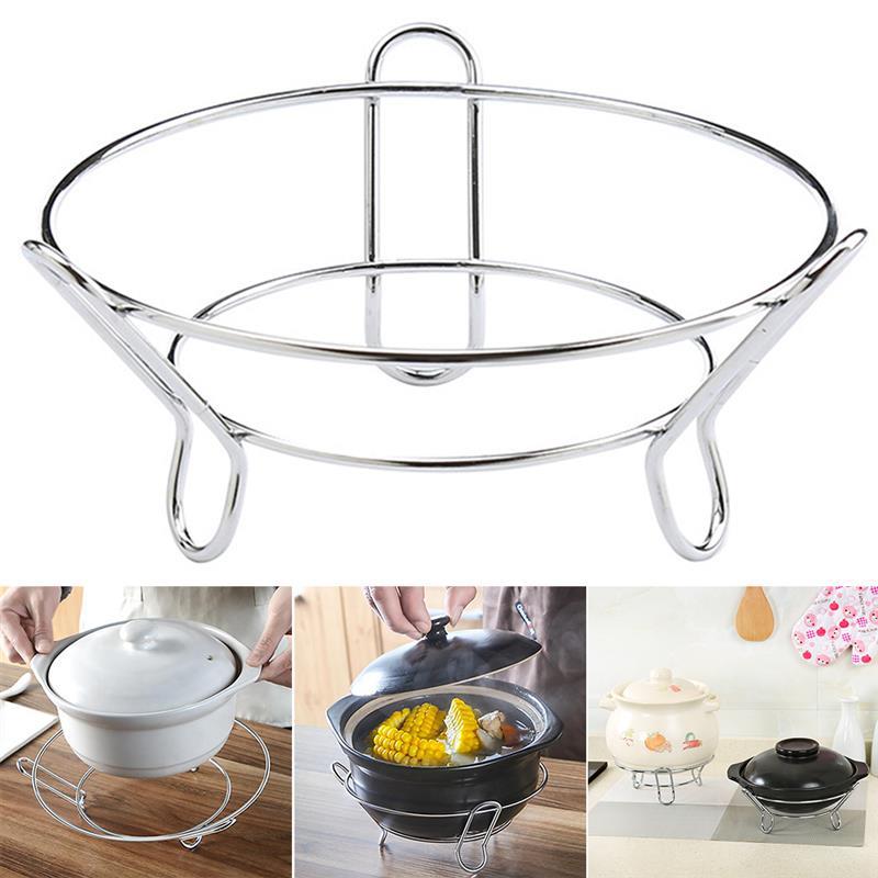 Stainless Steel Tray Rack Detachable Wood Table Mat Kitchen Pot Heat Insulated Cooling Dish Potholders Gadget Holder: 1