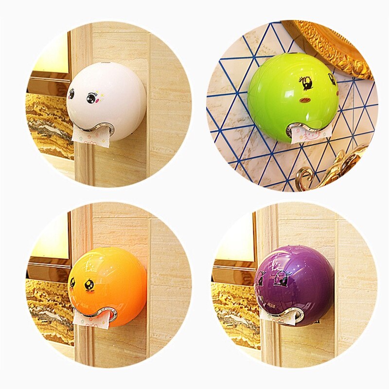 Ball formet søt vev boks bad toalett vanntett papir boks smil ansikt rull papir holdere kjøkken toalett forsyninger