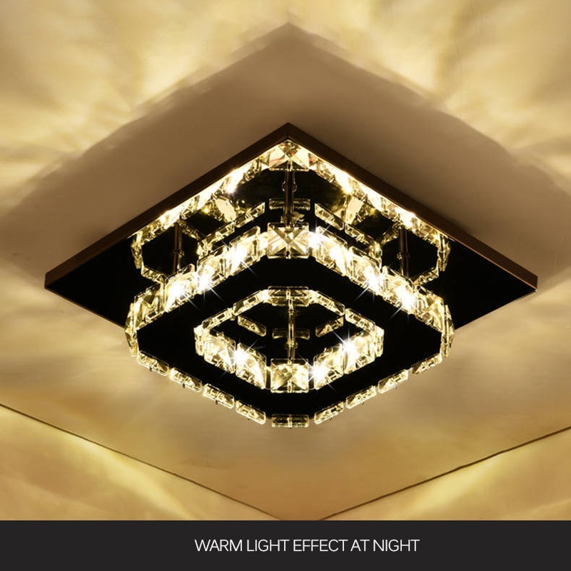 Ledet firkantet krystal loftlampe moderne indendørs belysning 12w gang korridor ledet loft lys boligindretning til stuen