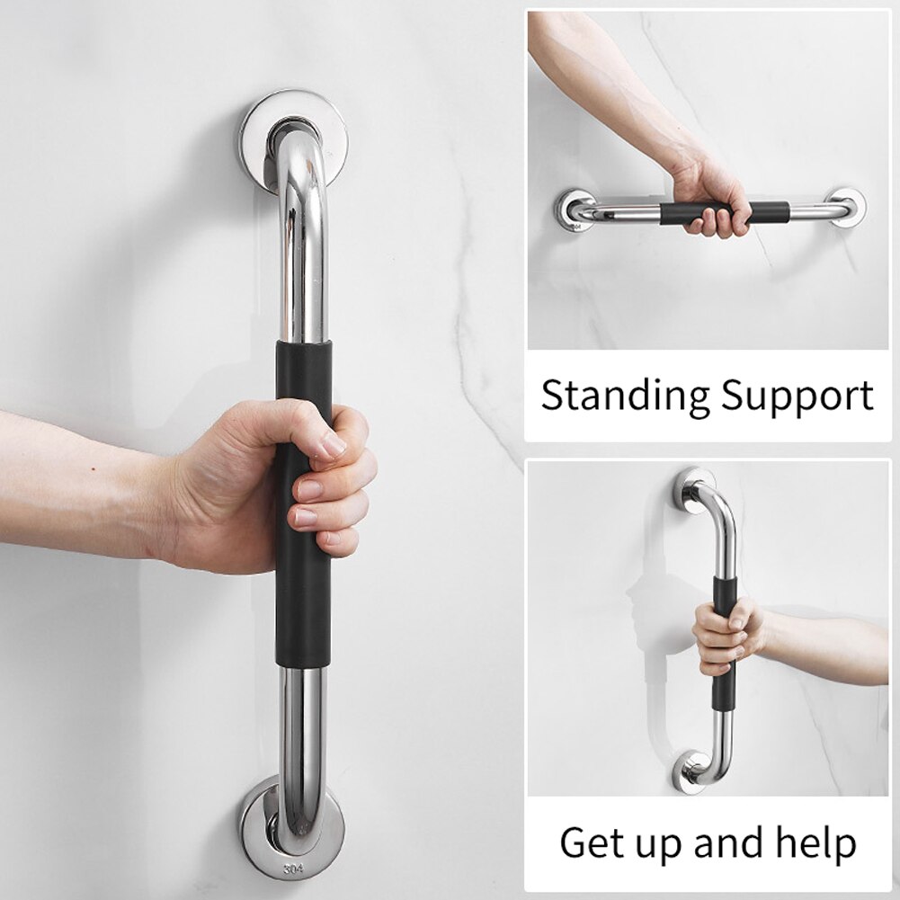 Balance Bathroom Handicap Support Rubber Grip Anti Slip Wall Mounted Assist Handle Shower Grab Bar Elderly Stainless Steel