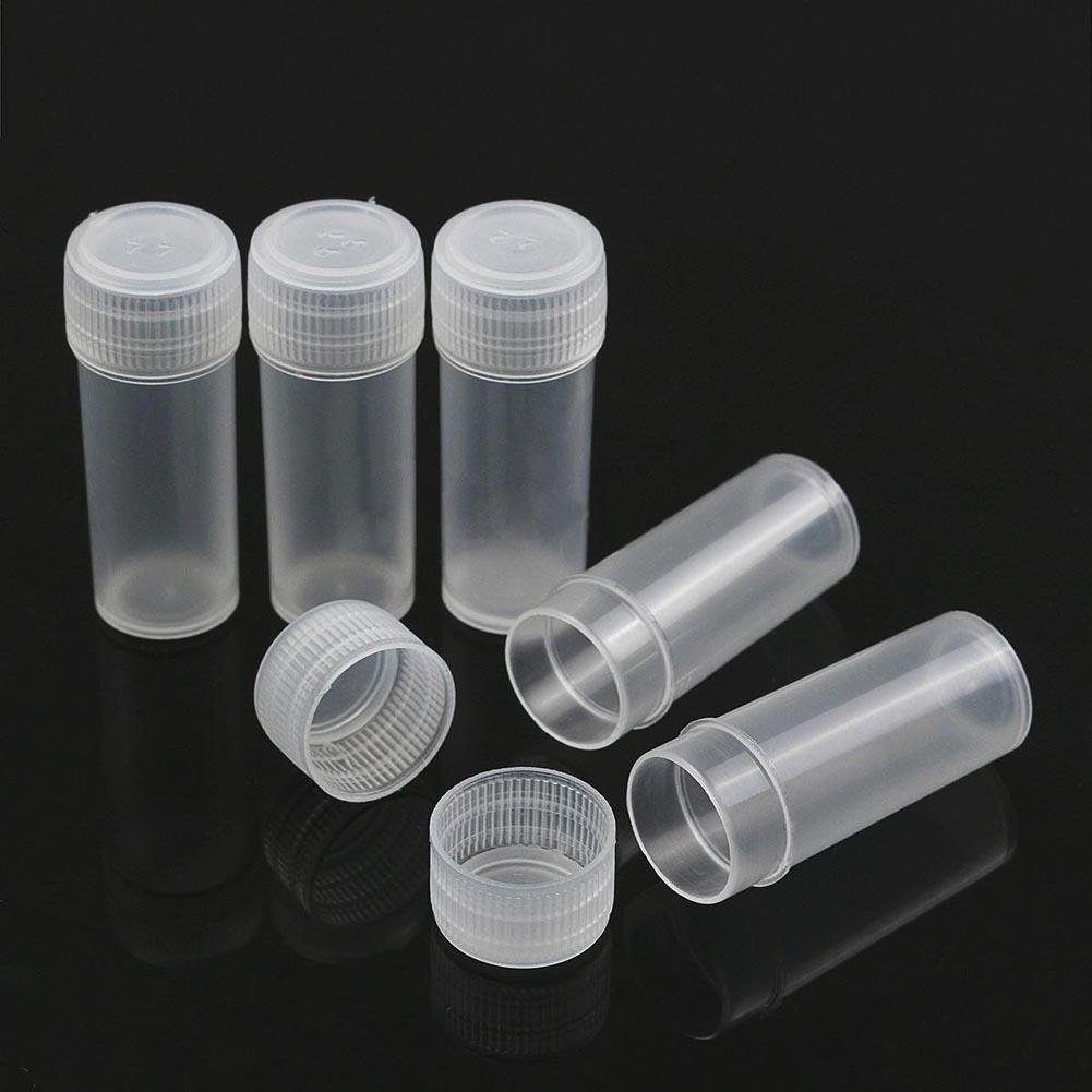 50Pcs/Set 5ML Transparent Volume Plastic Sample Bottle Storage Container Powder Medicine Pill Chemical Container Reagent Vials
