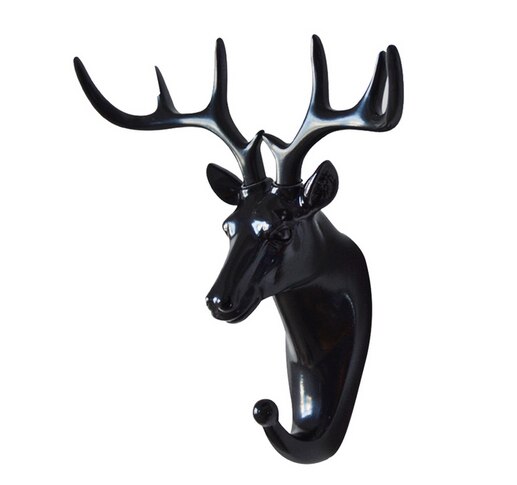 Creatieve Herten Hoofd Muur Opknoping Haak Vintage Herten Gewei Voor Kleding Hoed Sjaal Sleutel Herten Hoorns Hanger Rack Kerst Decoratie: Deer  Black