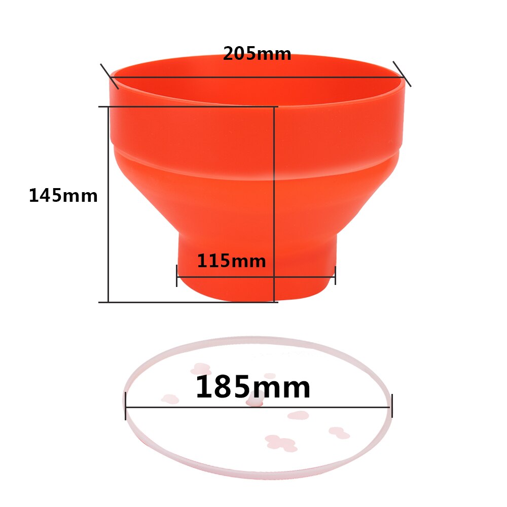 HOOMIN Popcorn Maker Silicone Red with Lid Microwave Popcorn Bowl Bucket Kitchen Easy Tools Chips Fruit Dish DIY
