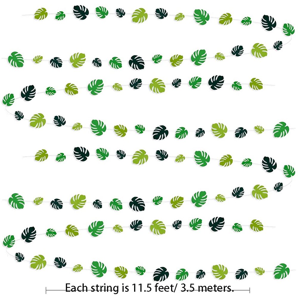 Tropical Party Decor Green Palm Leaf Paper Leaves Garlands for Hawaiian Luau Party Jungle Beach Theme Birthday Party Decoration
