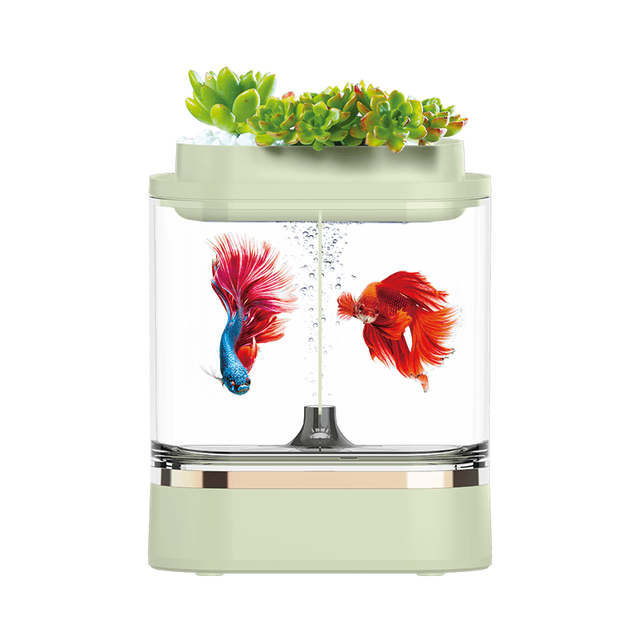 Xiaomi-Mini pecera perezosa PRO, varios LED deslumbrantes, bajo ruido, filtro doble, partible, carga USB, acuario para casa y oficina: C300
