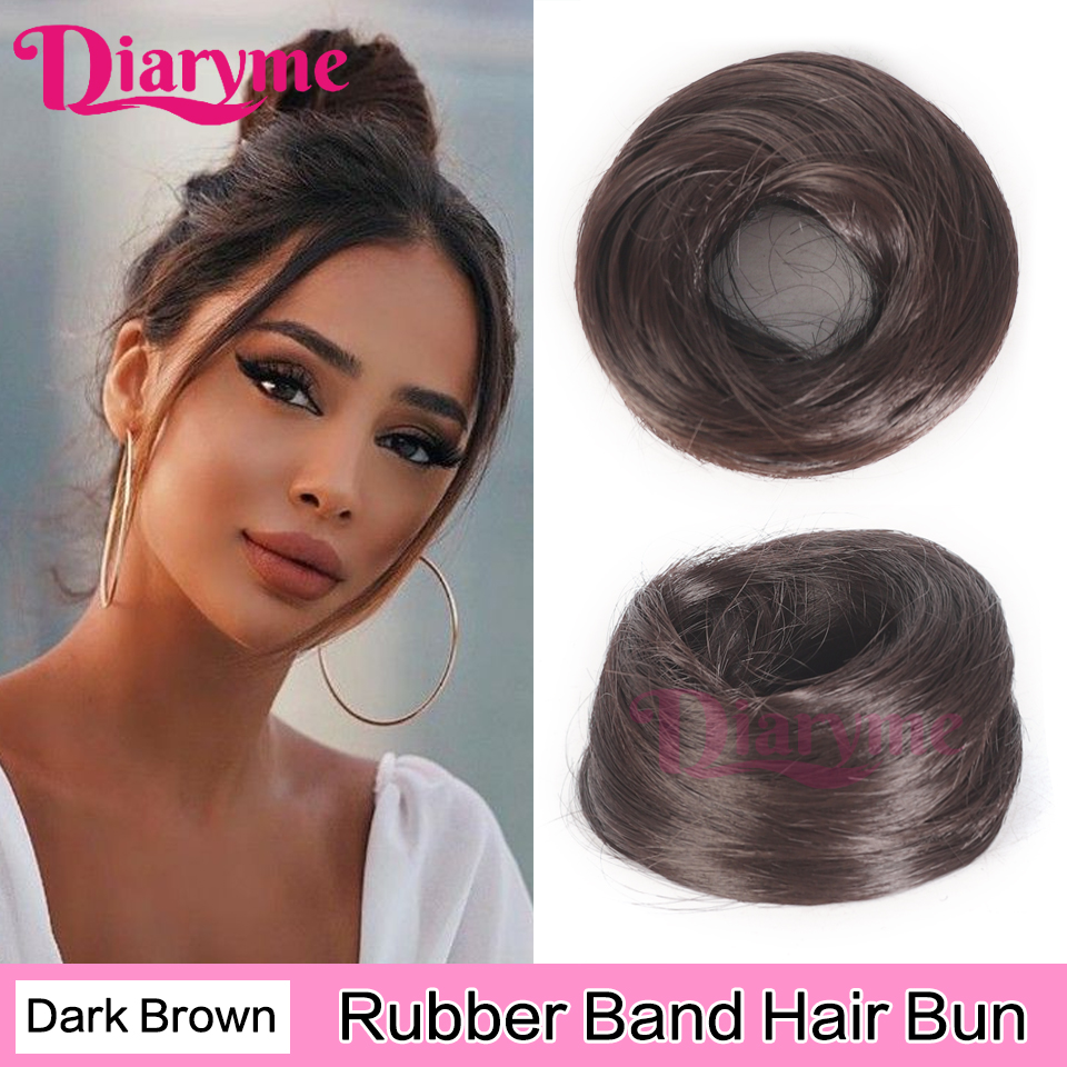 Cabelo sintético coque mulher em linha reta updo laço de cabelo elástico de borracha chignon extensões de cabelo faixas de cabelo natural fo: 4/27HL