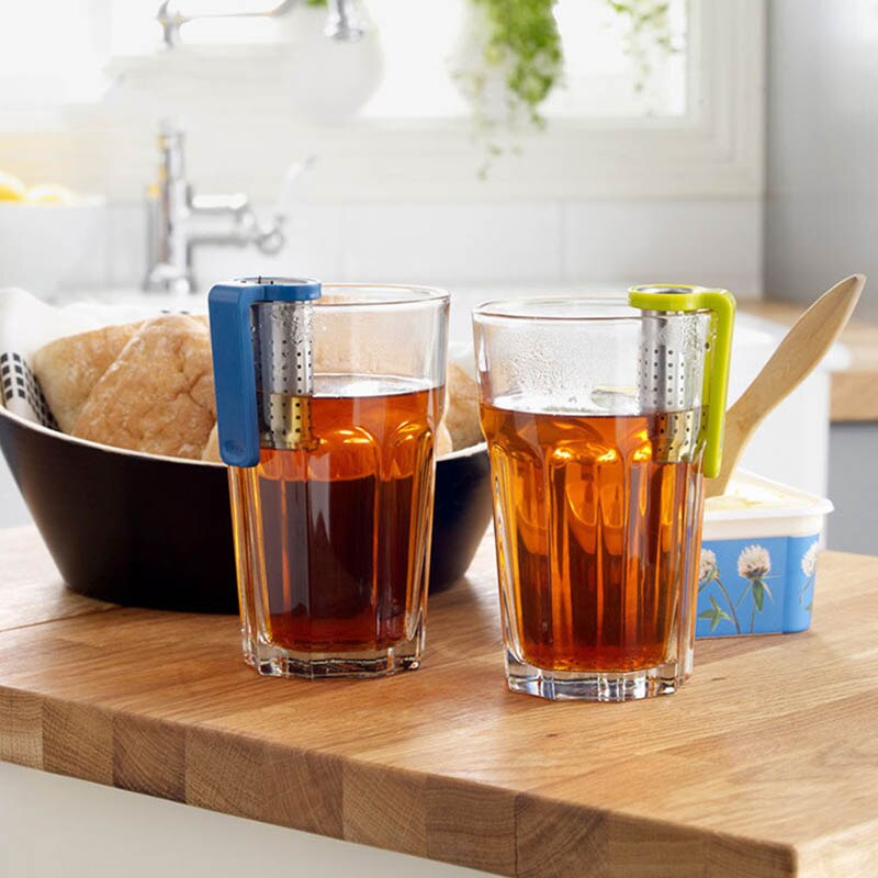 Tilfældig farve tekande tilbehør te si te holder 1pc teskeer infuser filter genanvendeligt te infuser rustfrit stål