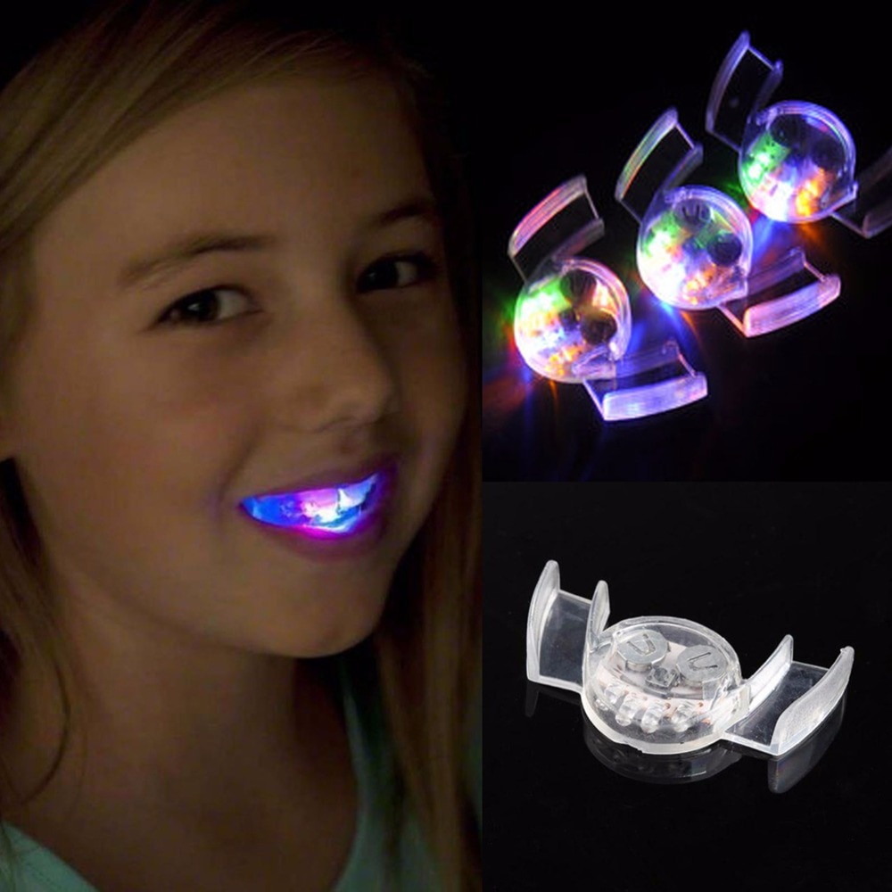 Funny Novelty Flashing Flash Brace Mouth Guard Piece Glow Tooth LED Light Kids Children Toys Festive Party Supplies