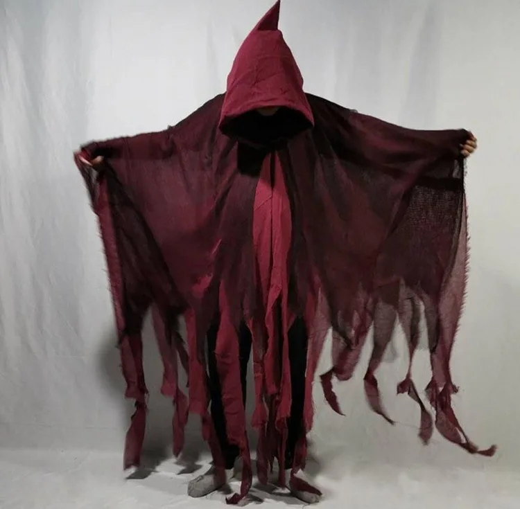 Unisex Halloween Ghost Dementors Cosplay Costume Gothic Horror Zombie Tattered Hooded Capes Day Of The Dead Party Props Cloaks: Red
