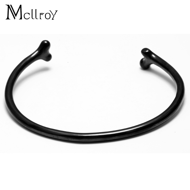 Mcllroy Manschette Armreifen männer armband knochen kopf Armreif Titan Stahl Manschette Offenen Dünne Armreifen & Armbänder edelstahl armbänder