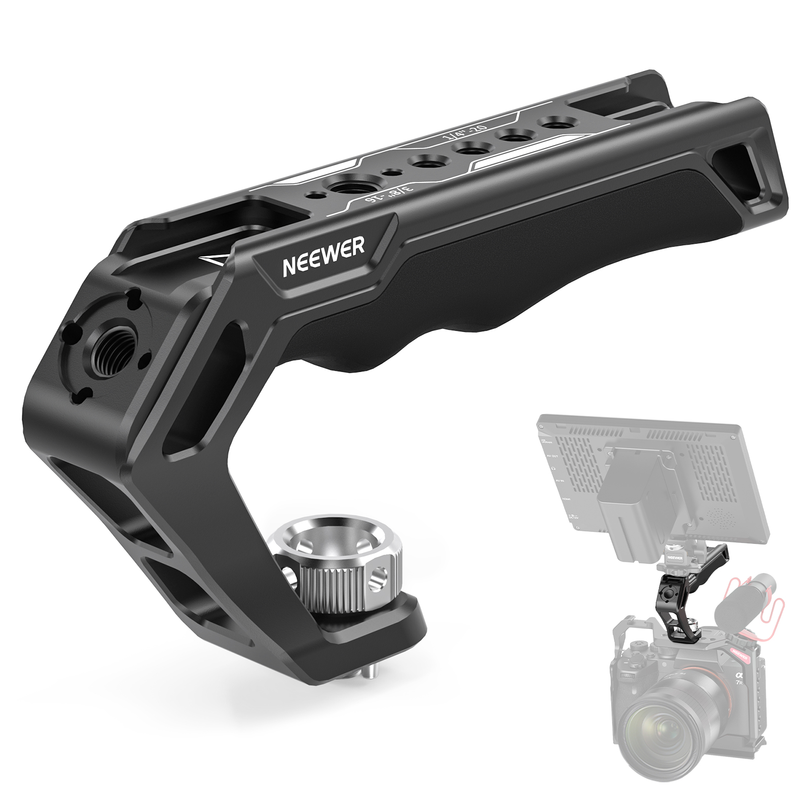 NEEWER R50 Camera Cage Compatible with Canon EOS R50 Aluminum Video Rig with NATO Rail 1/4" Threads 3/8" ARRI Holes Rig: Blue