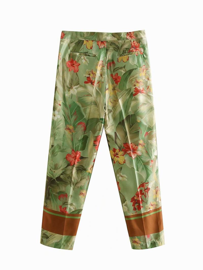 Women Pant Suits Spring Floral Prints Clothing Modern Lady's Casual Blaze and Mid-Calf Pants