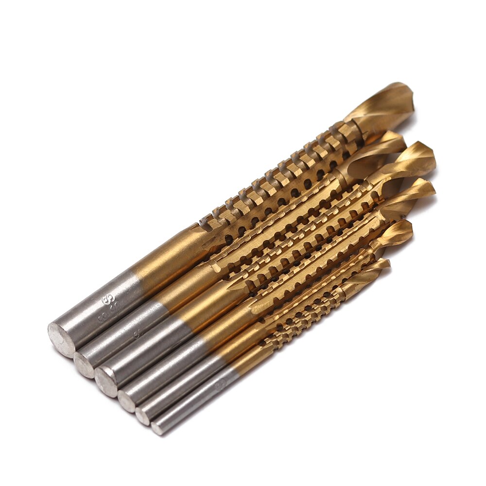 1/6 pièces 3/4/5/6/6. 5/8mm scie perceuse à bois perceuse à bois outil à main HSS haute vitesse en acier titane enduit forets outils ensemble