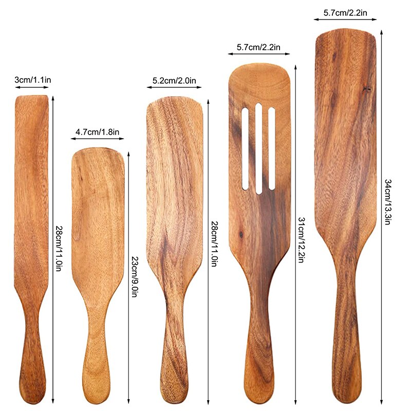 Cooking Spatula Wooden Spurtles Salad Stirring Drain Shovel Sauce Omelette Spatula Frying Spatulas Kitchenware Kitchen Tools Set