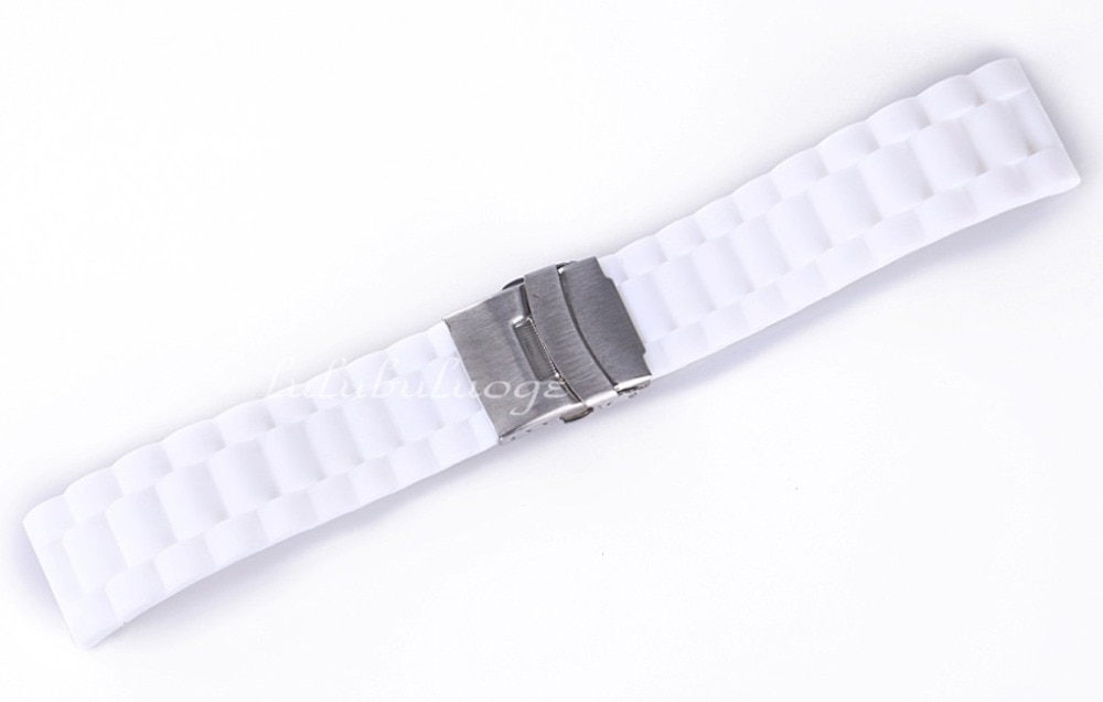 Laagste prijs waterdichte 6 kleuren siliconen rubber horloge polsband vervanging 22mm 24mm 10,000 lb beoordeling