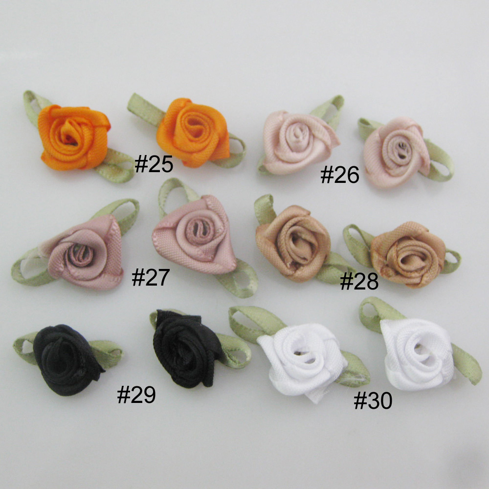 30 Farben zur Auswahl, 50 Stück, modische Rosenrosetten mit Blatt, Stoff, Blumen, Zubehör, DIY, Basteln, Nähzubehör