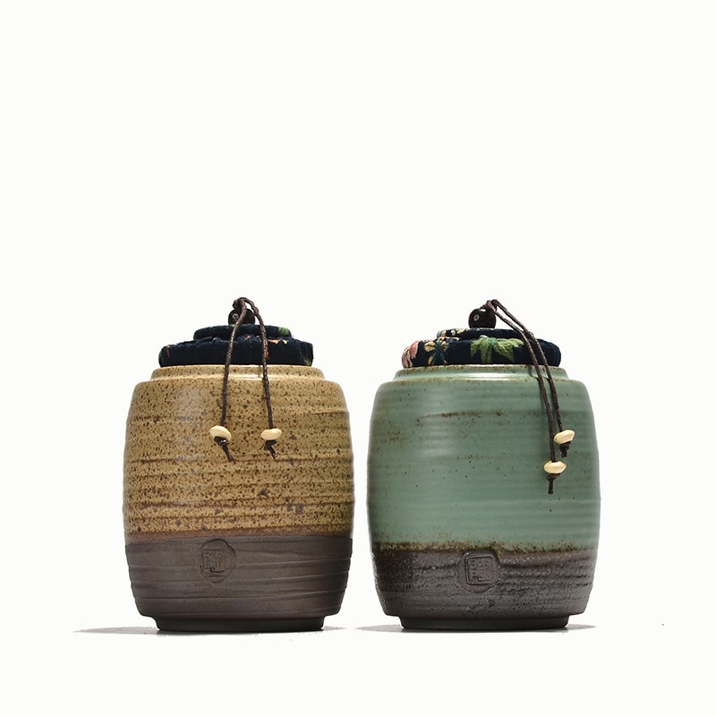 PINNY-recipiente de té antiguo de cerámica gruesa, tarro sellado de cerámica hecho a mano, accesorios de ceremonia del té de Kung Fu, contenedores de almacenamiento