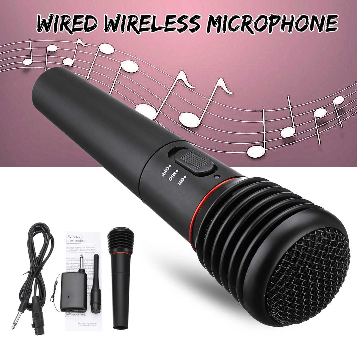 2in1 Professionele Bedrade Draadloze Handheld Microfoon Mic Dynamische Cordless Voor Ktv Karaoke Party Opname Spreken