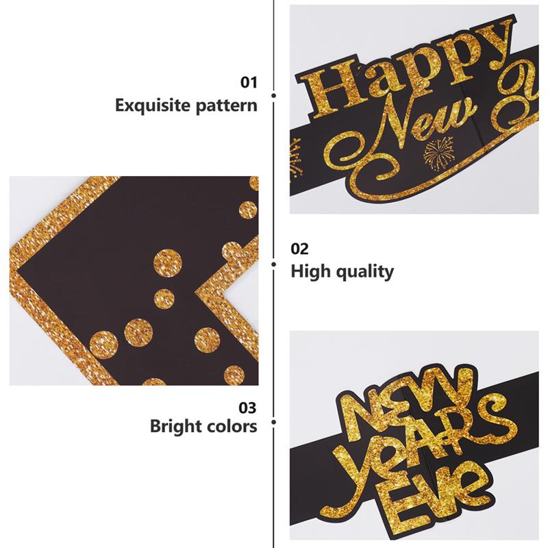 2Pcs Happy Year Photo Booth Props Year Party Props Supplies Photo Frame