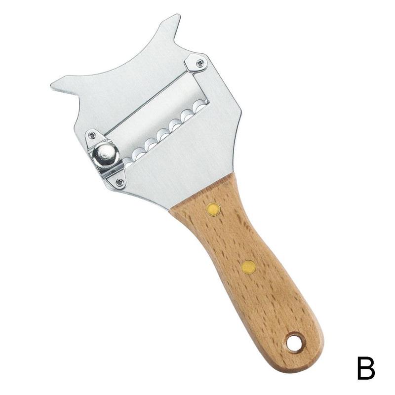 Coupe-truffe avec manche en bois et acier, couteau ondulé, gadget lame de cuisine en bois de rose D8K2: B