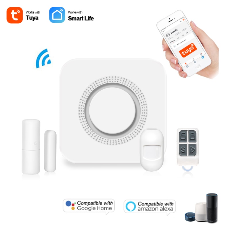 Tuya Smart Home Alarm Smart Life APP Control WiFi Alarm Wifi Sound And Light Siren Security Alarm System Easy Installation