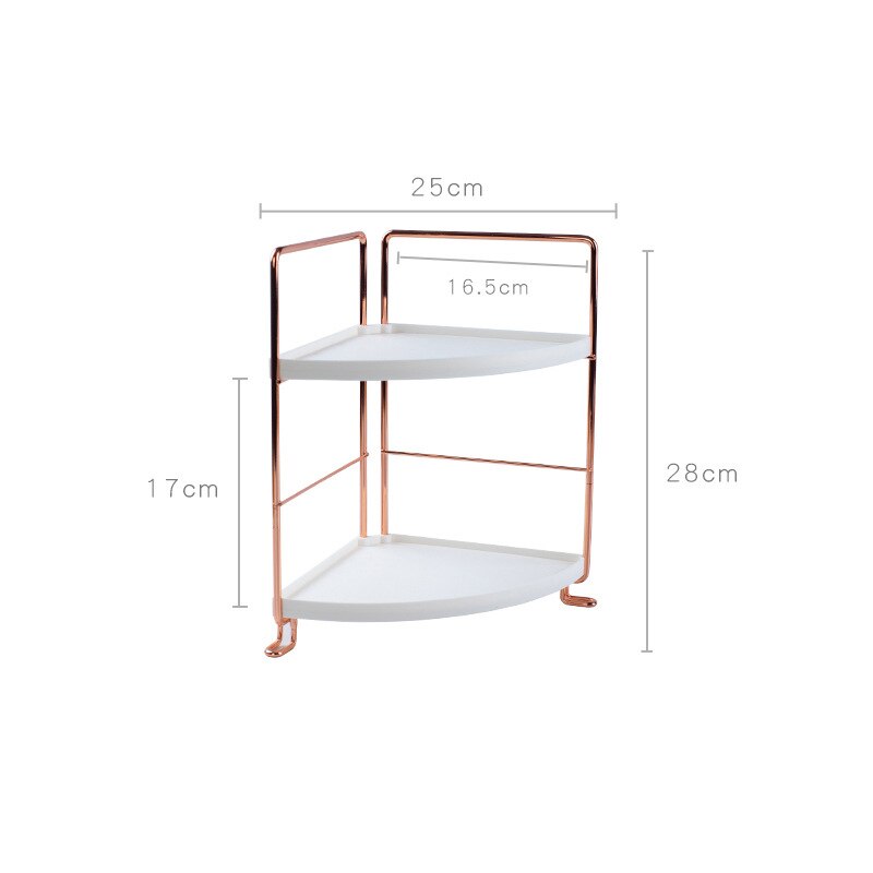 Étagère de salle de bain en acier inoxydable, présentoir de stockage de cosmétiques, de shampooing, de douche à 2 ou 3 niveaux, caddie de toilette, organisateur d'étagères: Copper Triangle-2L