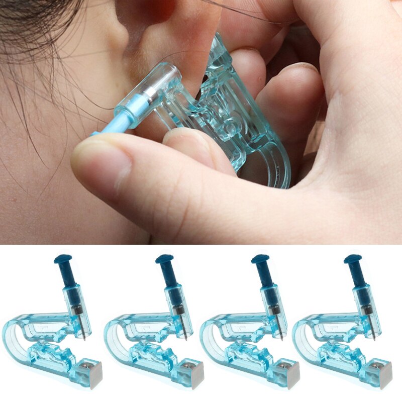 Blau U Form Einweg Ohr Piercer Gesunde Sicherheit Sterile Ohrlöcher Gun Ohrringe Perforator Studs Nase Lip Körper Schmuck