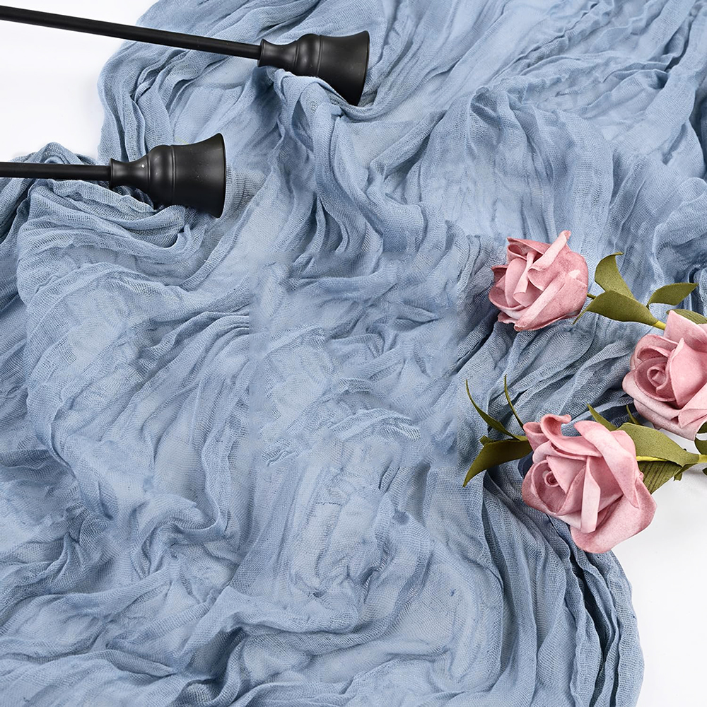 Salviagrön ostduk bordslöpare rustik boho gasväv blå rosa bordslöpare bröllop babyshower födelsedagsfest heminredning: 30*220cm / Gul