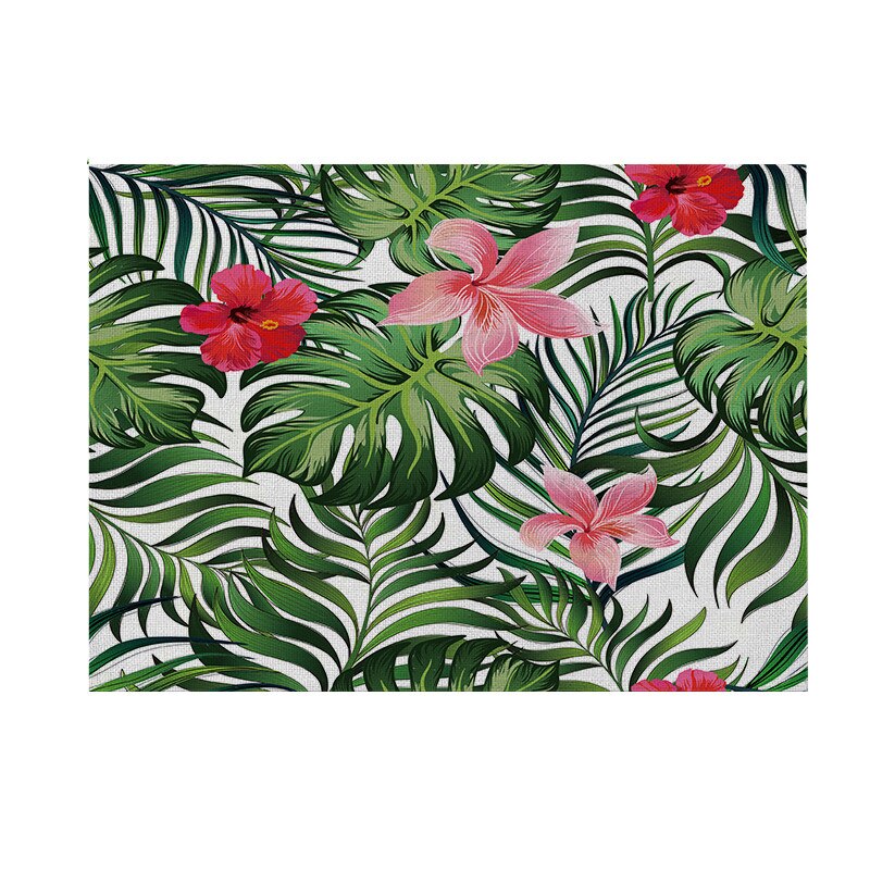 Geometrie Blumen Küche Tischset 42X32 Pflanzen Vogel Dekorative Baumwolle Leinen Tisch matt Westlichen Tischset Getränke Bahn Wasserdicht: 007