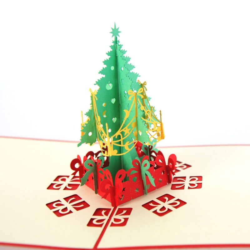 Kerstkaarten Kerstboom Wenskaart Unieke Postkaarten Met Envelop 3D Popup Uitnodigingen