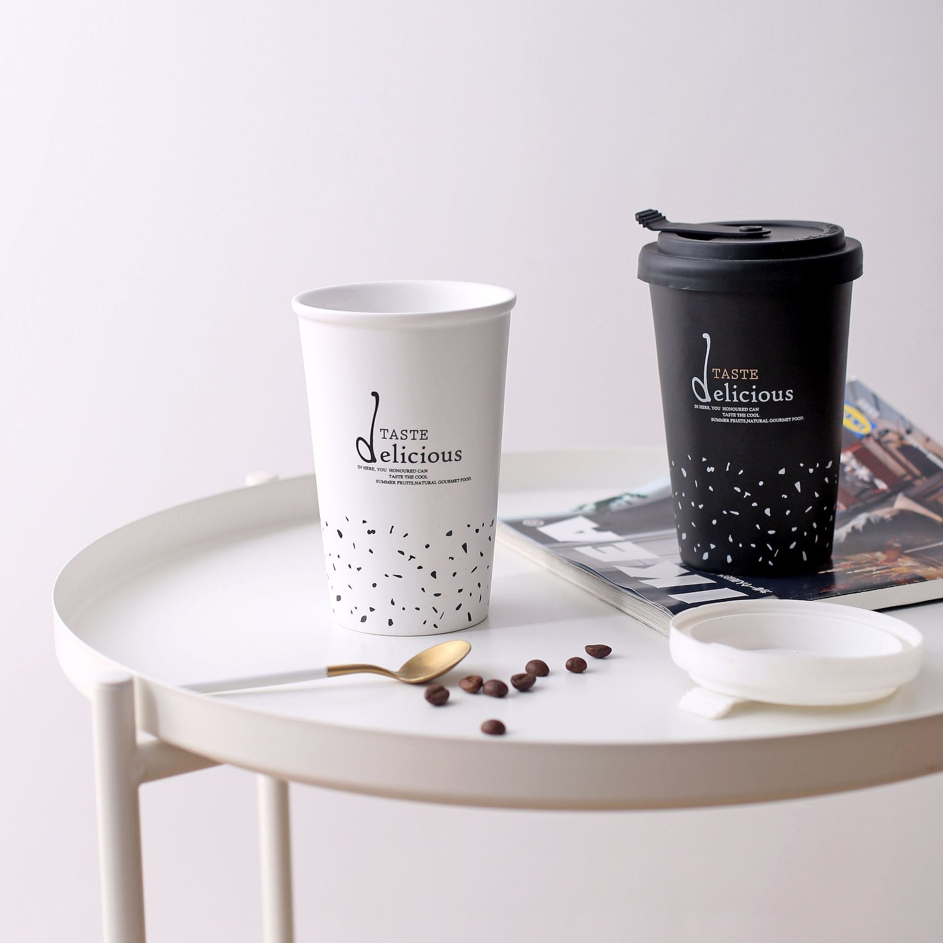 ROKEN Rvs Bekers met Deksels en Rietjes 350 ML Metalen Drinken Mokken Koffie Mok Food Grade Cups BPA Gratis voor Kinderen Volwassenen