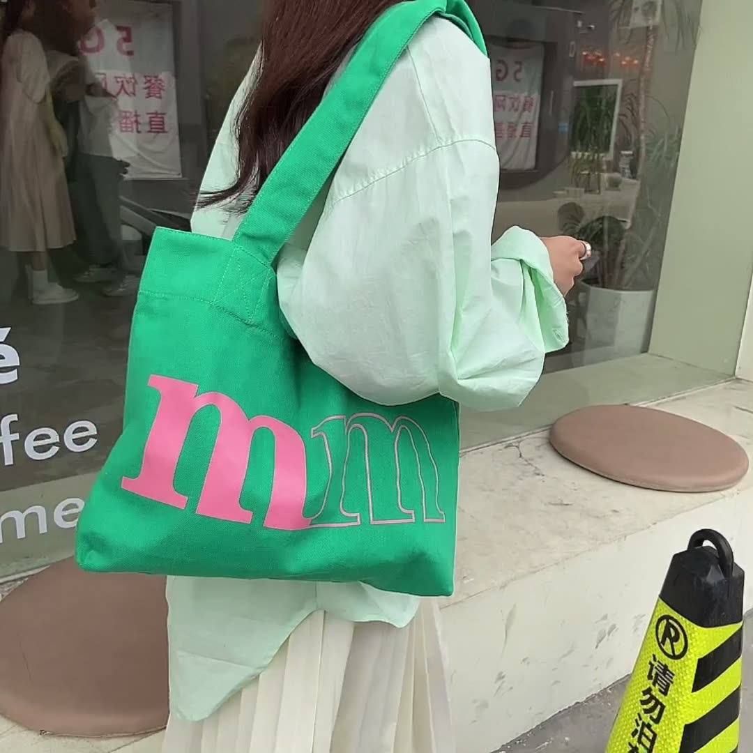 1 Pc borsa a tracolla con stampa di lettere da donna in stile coreano Mini borse di tela di grandi dimensioni borse per Shopping di moda Shopper