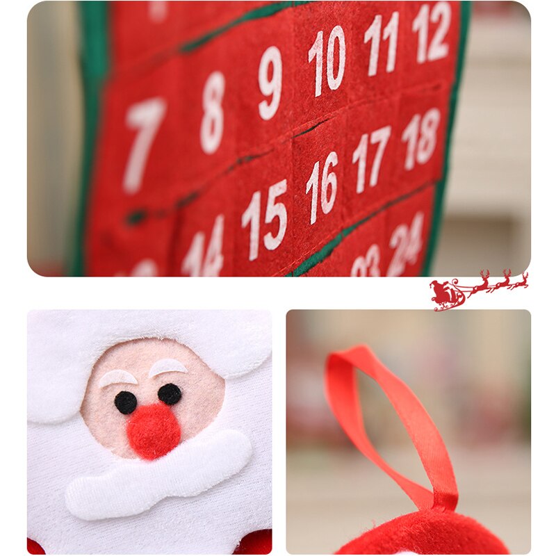 Christmas Advent Calendars Santa Claus Pendant Wall Door Hanging for Hotel Lobby