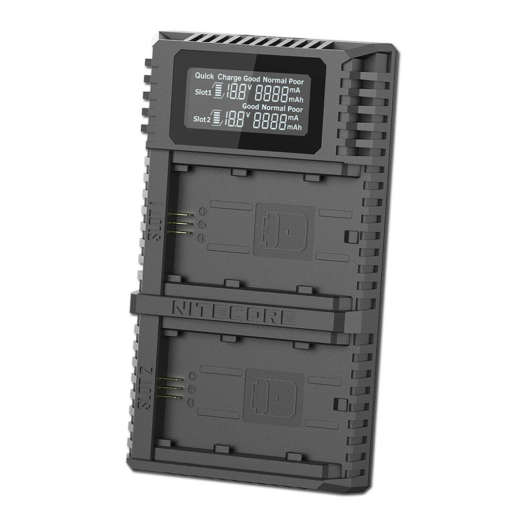 Nitecore usn4 pro digital carregador de câmera de viagem de slot duplo para sony NP-FZ100 baterias, compatível com a7 iii, a7r iii, a9