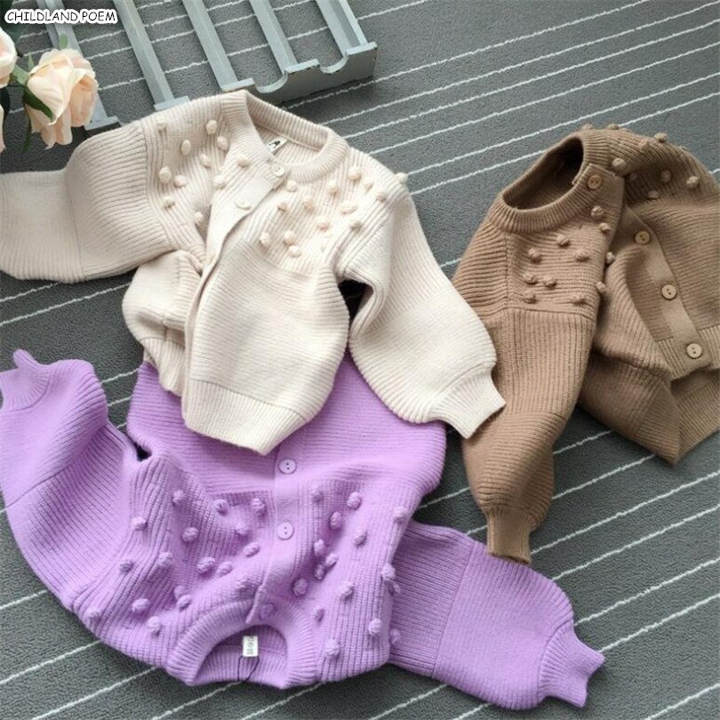 Gebreide Meisjes Vest Jas Wollen Katoen Meisjes Truien Winter Lente Pompom Kids Truien Voor Meisjes Trui Bovenkleding