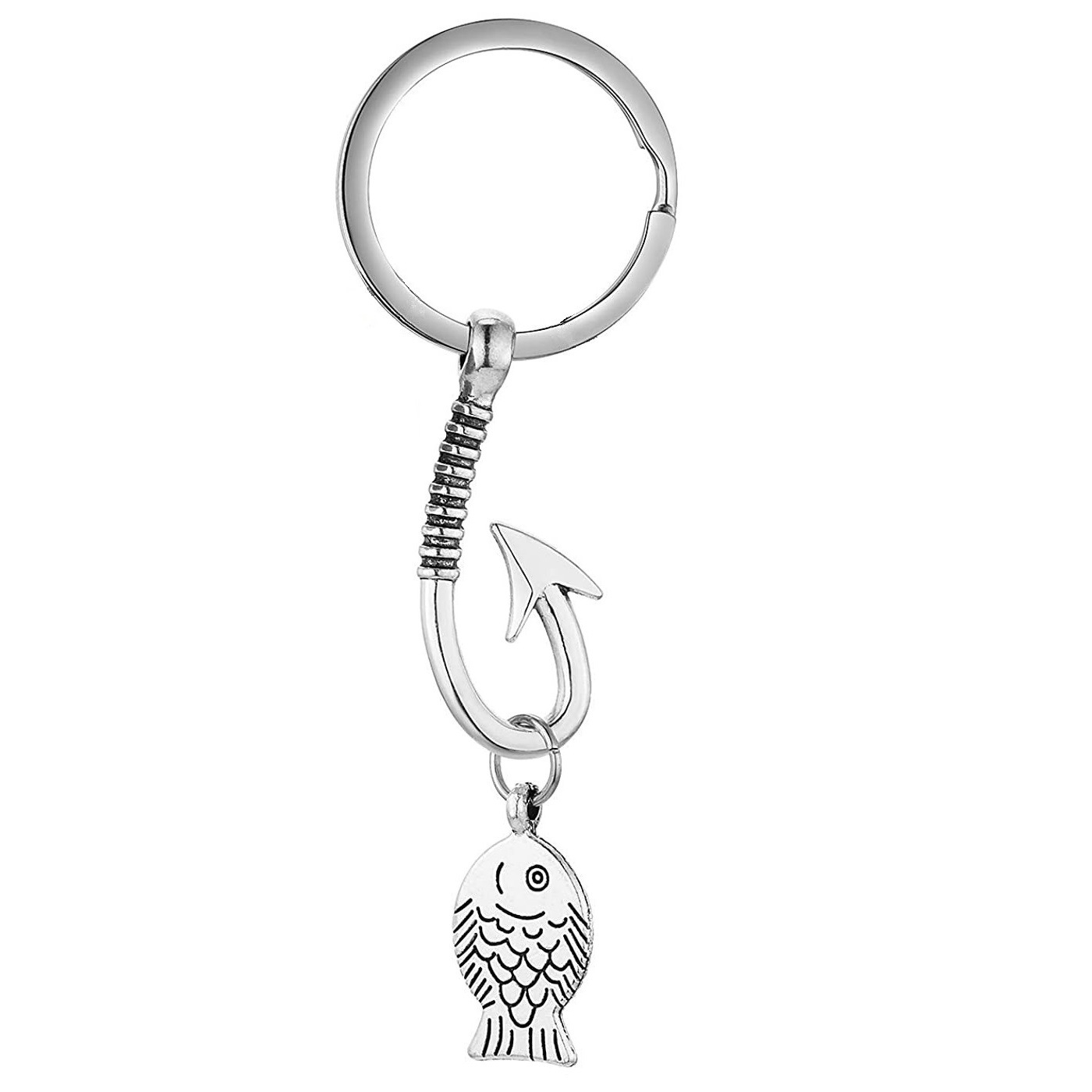 Mode-sieraden Vishaak Element Sleutelhanger Vissen Creativiteit Populaire Eenvoudige Vishaak Sleutelhanger: WHITE