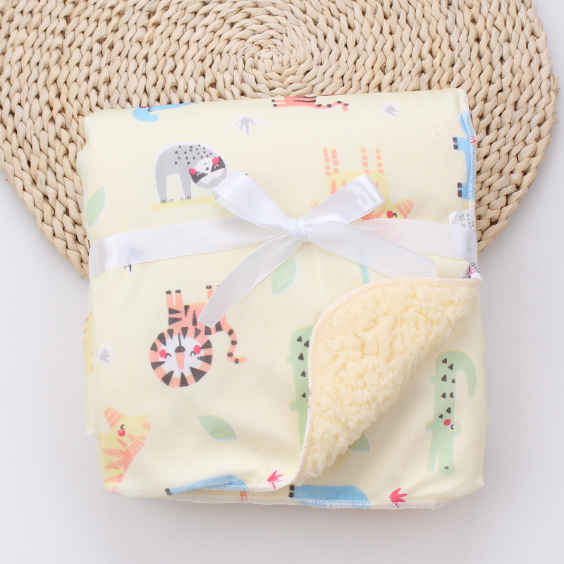 Spädbarn nyfödd baby filt vinter fluffig fleece barn muslin filt swaddle barnvagn fleece filtar barn eftermiddag tupplur täcke: Gul