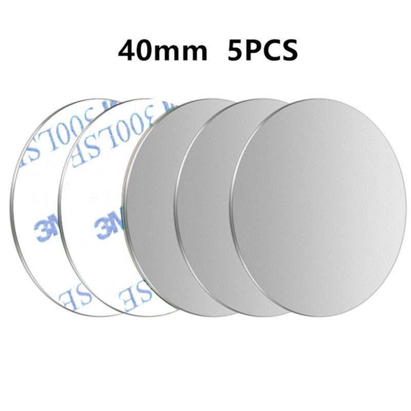 Uslion Magnetische Metalen Plaat Voor Magnetische Auto Telefoon Houder Universele Ijzeren Plaat Sticker Stand Mobiele Telefoon Magneet Houder: 5PCS Silver 40x40mm