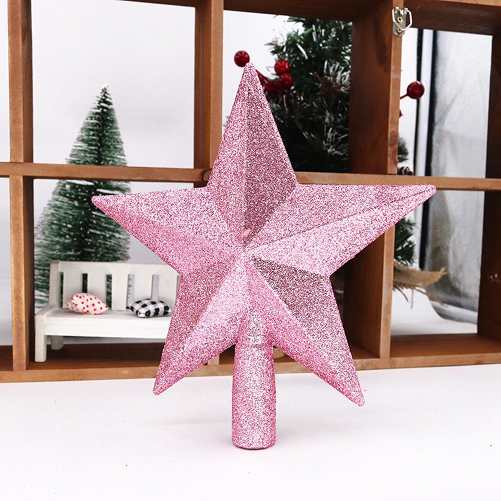2 Stuks Glitter Vijfpuntige Ster Kerstboom Topper Decoratie Party Ornament Home Decoratie Новогодние Украшения