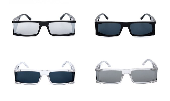 Rechthoek Vissen Kleine Zonnebril Vrouwen Luxe Spiegel Zilver Zwart Clear Lens Punk Mannen Shades UV400