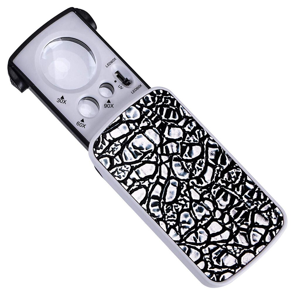 Jeweler Magnifier LED Slide-Out Jewelers 10X 20X 30X Illuminated Jewelers Eye Loop Magnifier With UV Black Light For Coin Stamps