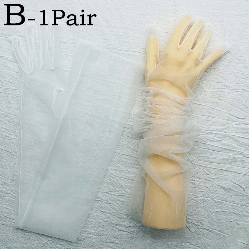 Gloves for Women Dress Sheer Mesh Gloves Sexy Thin Elbow Long Gloves Wedding Full Finger Anti-UV Cycling Driving Mittens: black