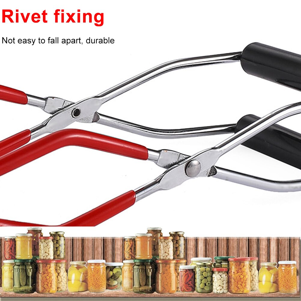 Canning Jar Lifter with Grip Handle Canning Tongs Stainless Steel Anti-Scalding Anti-Slip Wide-Mouth Clip for Kitchen Restaurant
