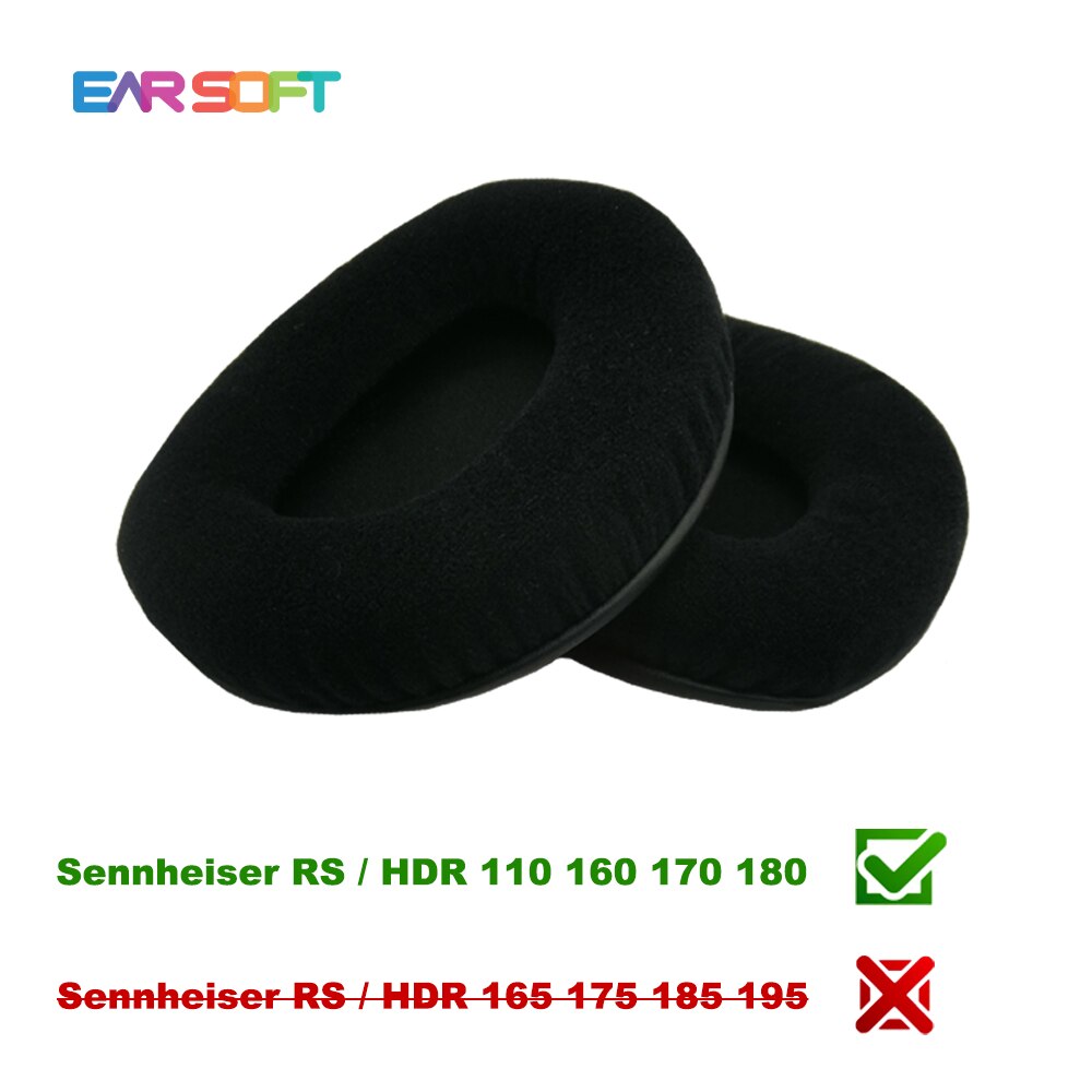 Earsoft udskiftningspuder til sennheiser rs hdr 165 175 185 195 110 160 170 180 hovedtelefoner pude ørepuder headset cover: Fløjl