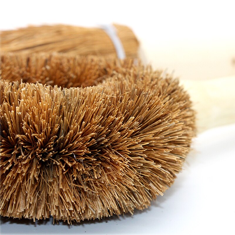 Natuurlijke kokosnoot bruin non-stick olie lange handvat pot borstel Schotel wassen olie reinigingsborstel Kan hangen soort borstel keuken Gereedschap